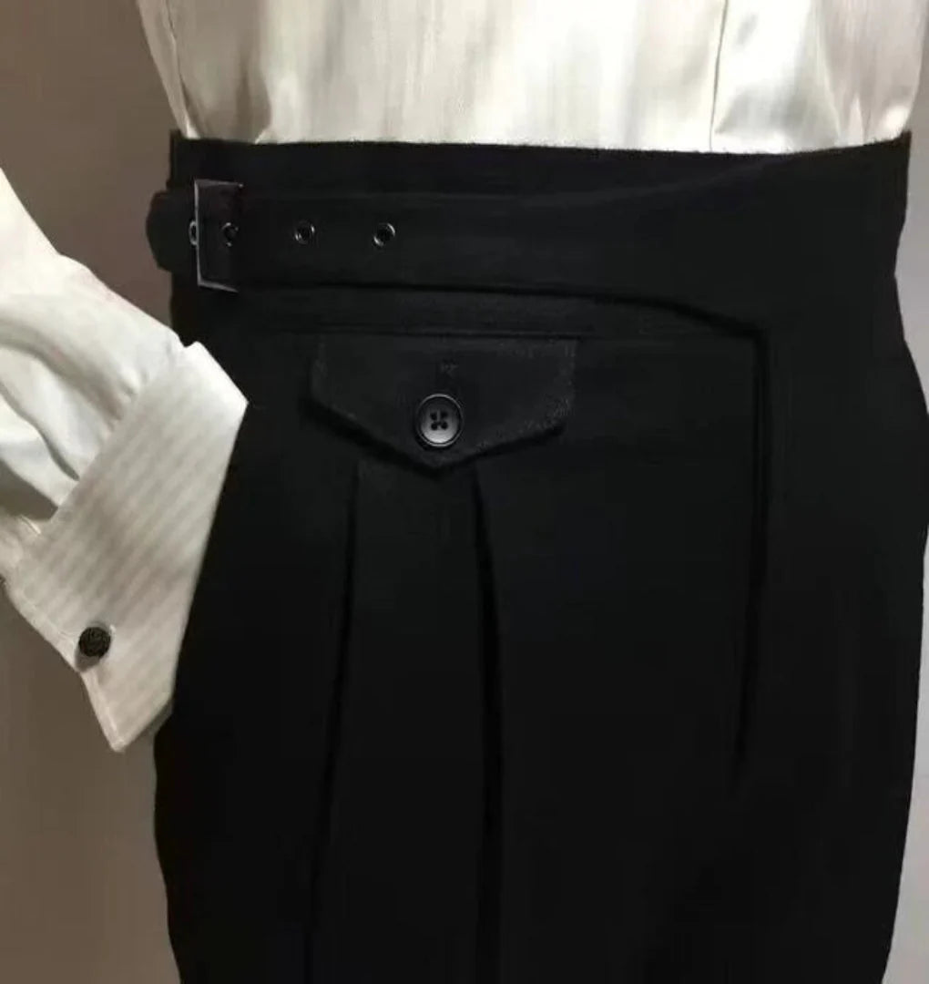 Herrbyxor i ull med bälte – Elegant stil för formella och vardagliga kläder