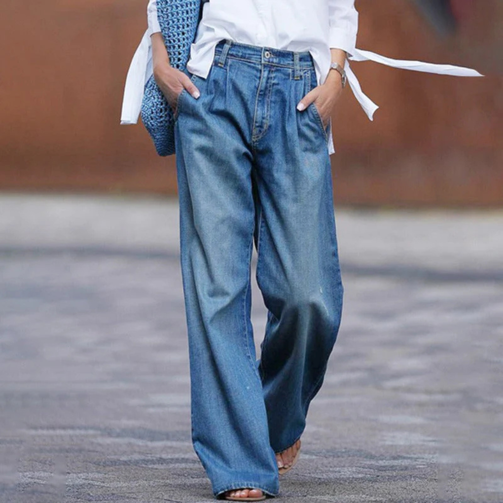 Kvinners jeans med vid passform