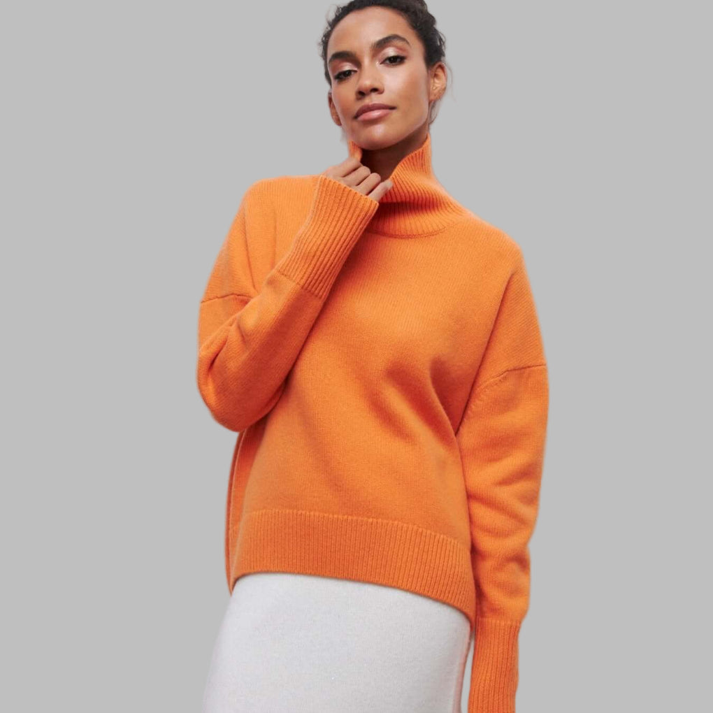 Oversize Rollkragenpullover Damen Kaschmir Wolle