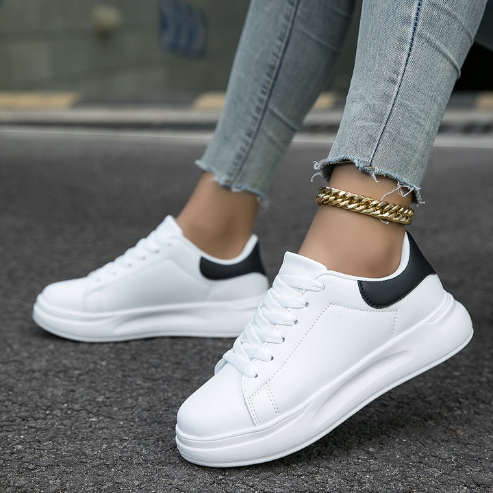 Ortopediska vita lädersneakers för kvinnor