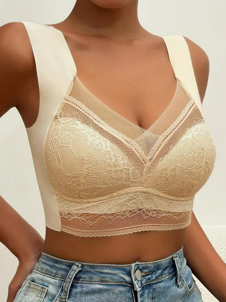 Sømløs push-up-bralette i blonder
