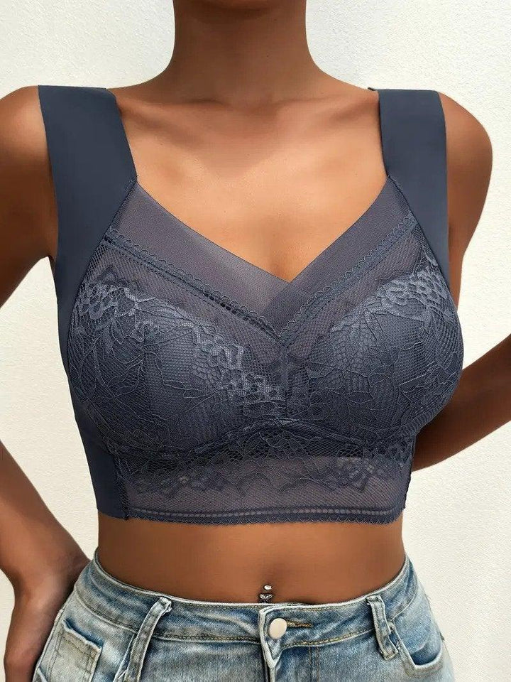 Sømløs push-up-bralette i blonder