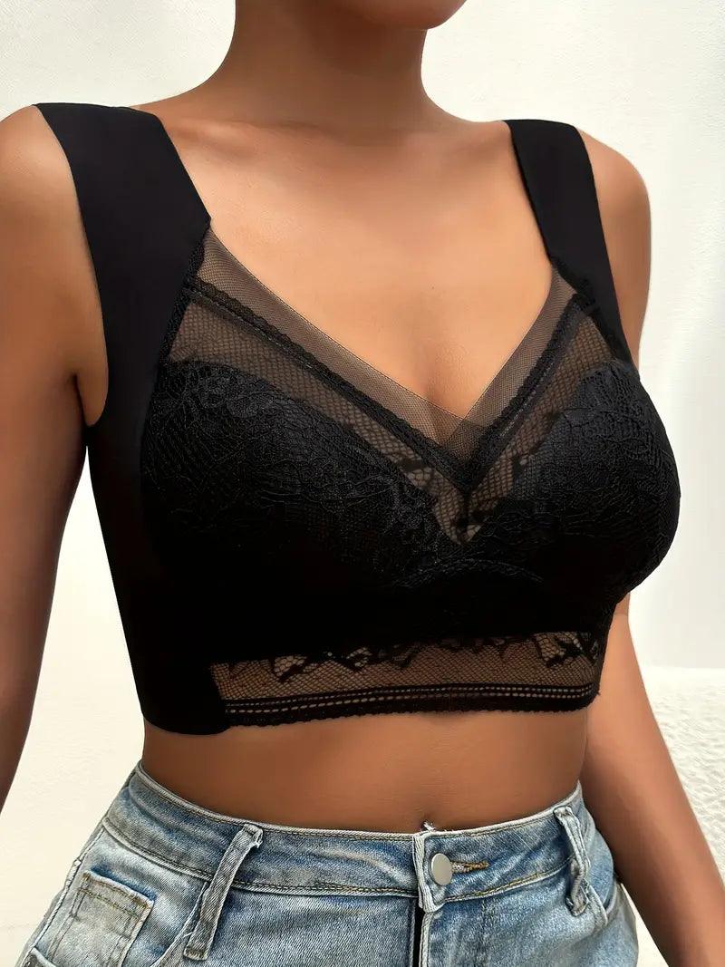 Sømløs push-up-bralette i blonder