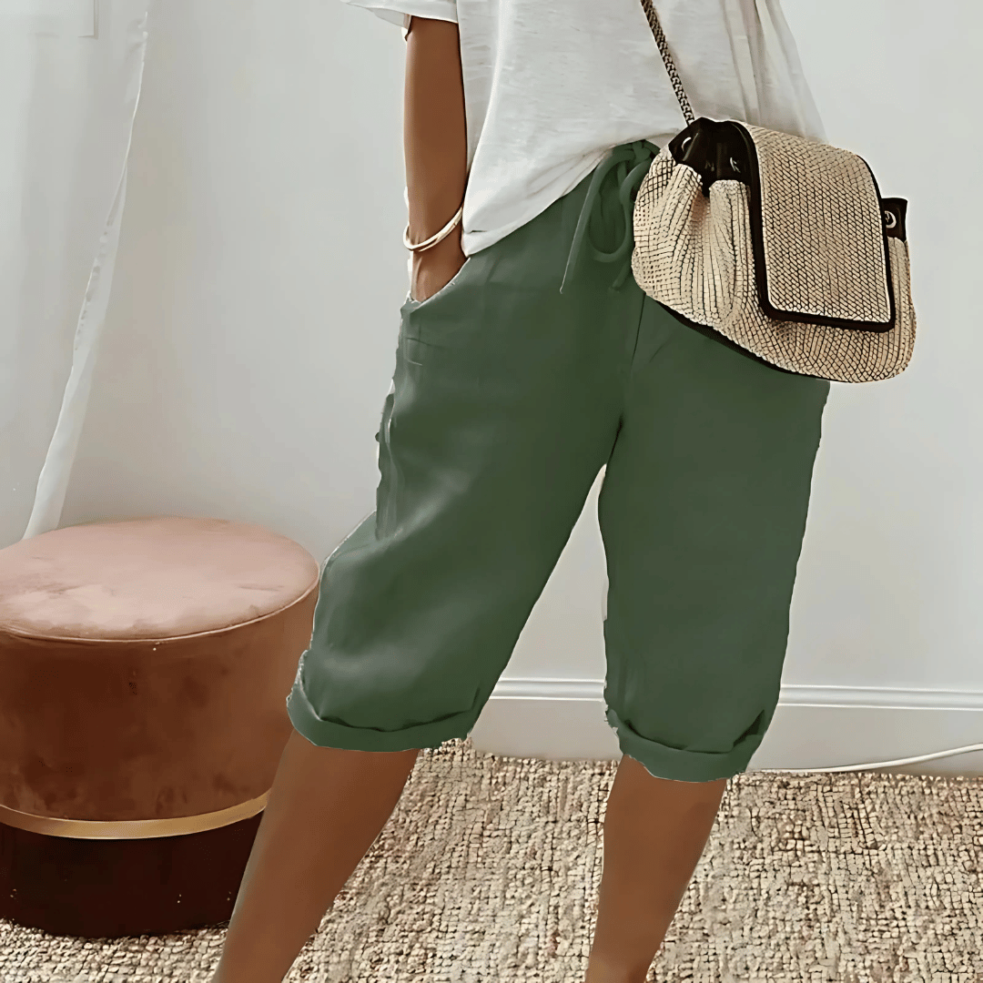 Knälånga haremshorts i mjukt tyg och lätt sommarväv för kvinnor