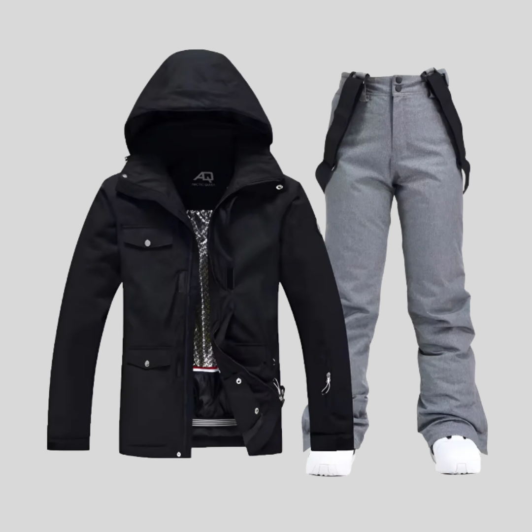 Skidjacka och byxset för kvinnor, funktionell vinteroutfit