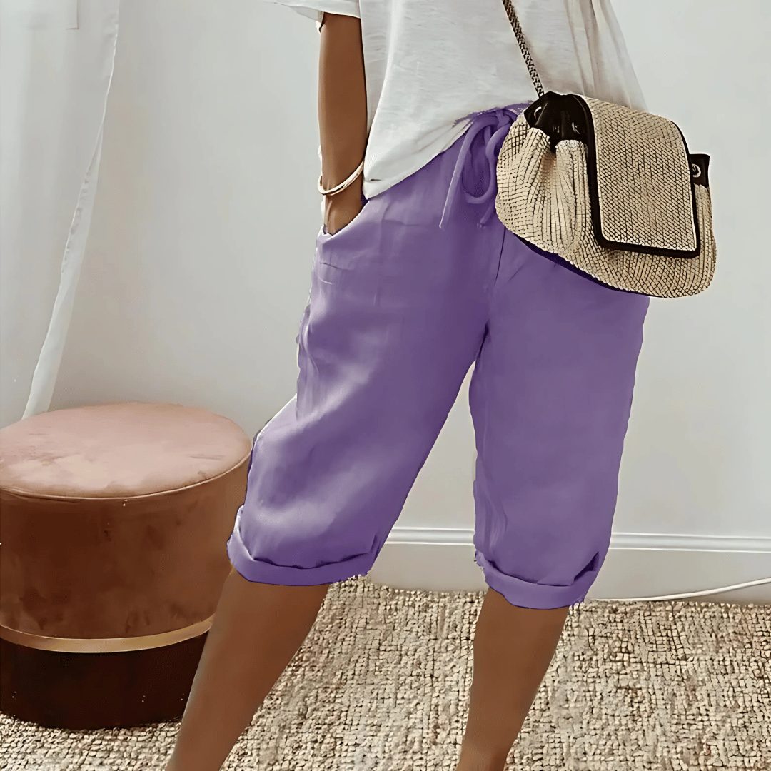 Knälånga haremshorts i mjukt tyg och lätt sommarväv för kvinnor