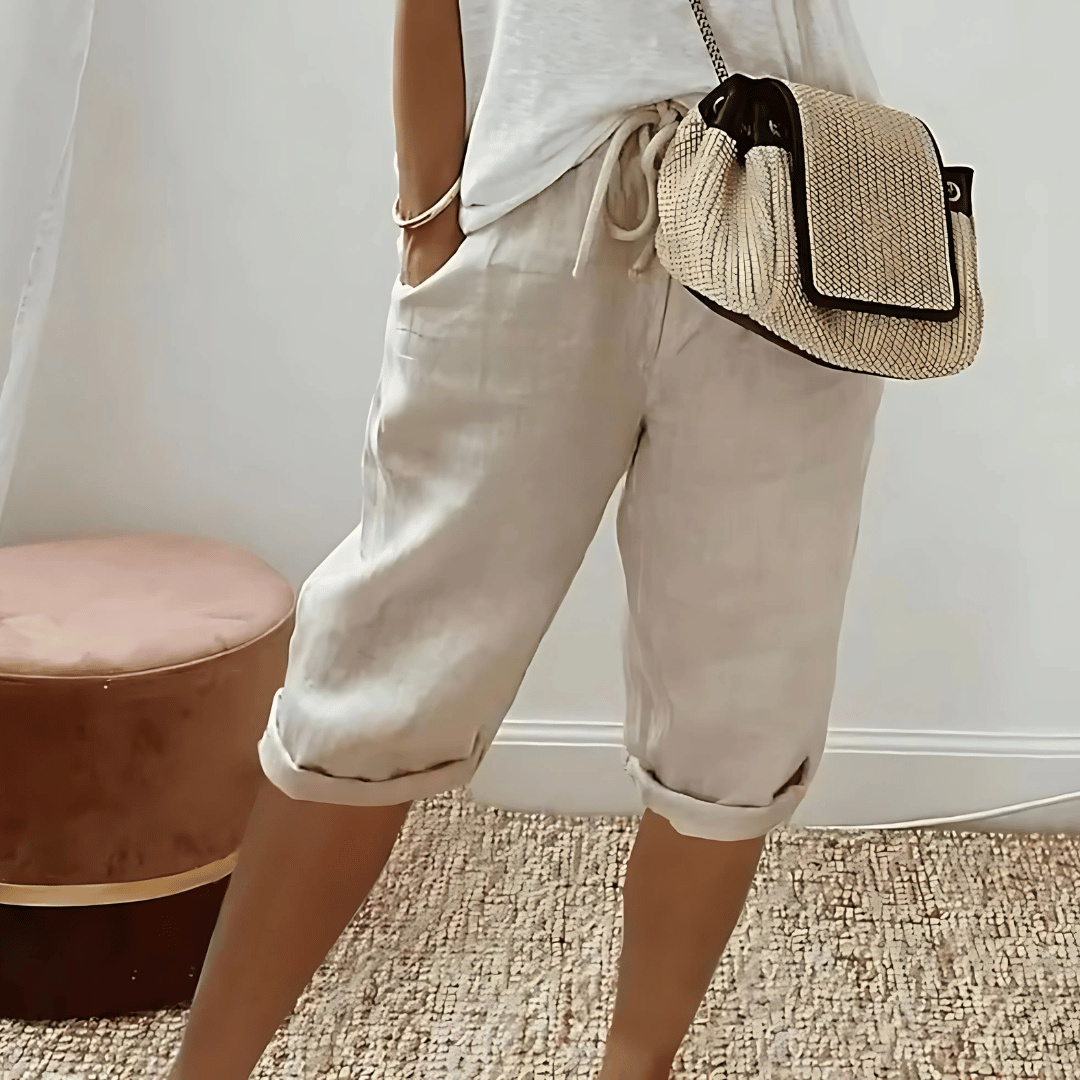 Knälånga haremshorts i mjukt tyg och lätt sommarväv för kvinnor