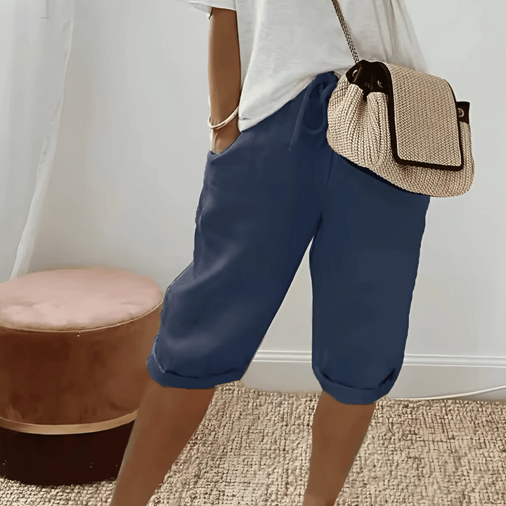 Knälånga haremshorts i mjukt tyg och lätt sommarväv för kvinnor