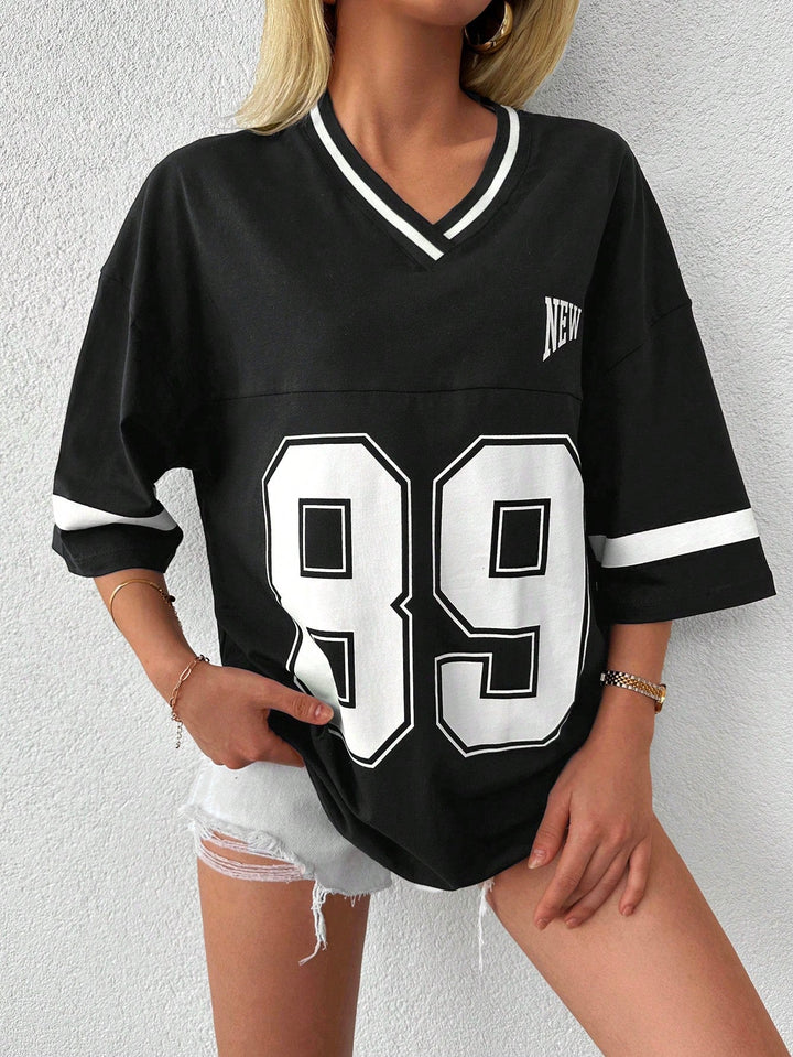 Sportig Oversized Baseballskjorta för Kvinnor