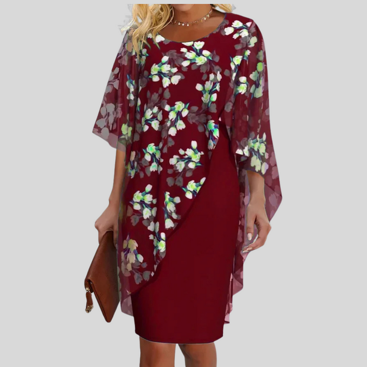 Elegant blomstrete chiffongkjole