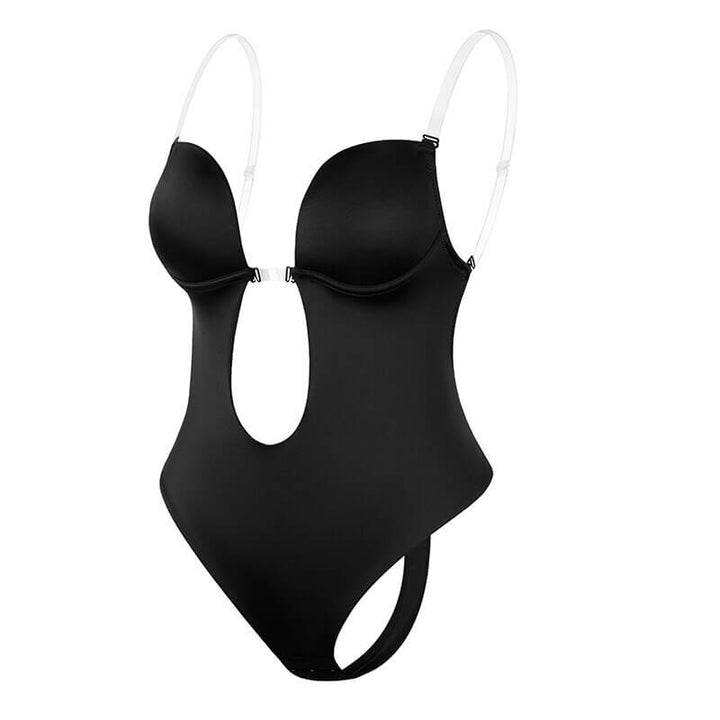 Djup V-ringad rygglös body shaper för osynlig siluett