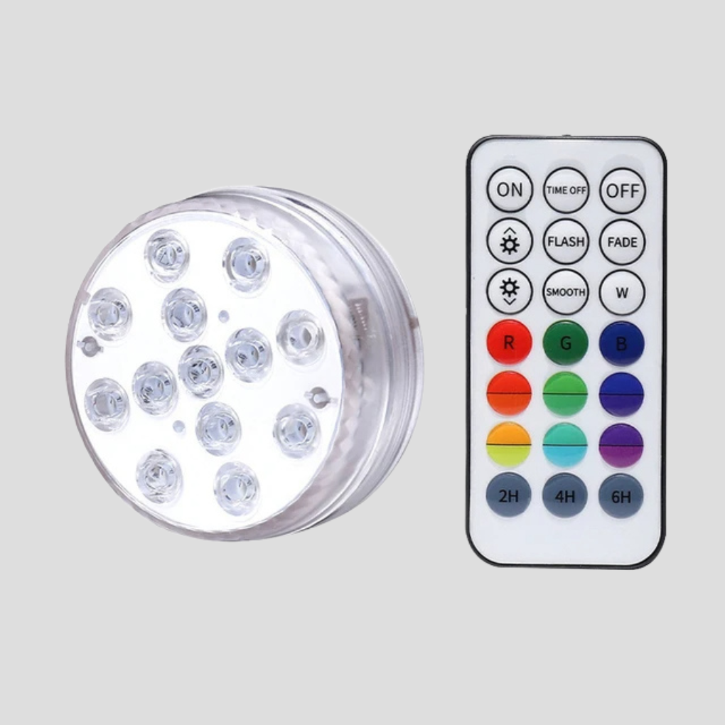 LED-ljusfärgad nedsänkbar poollampa med RF-fjärrkontroll