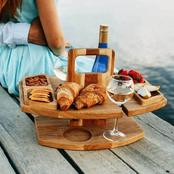 Bærbart træ-picnicbord til vin