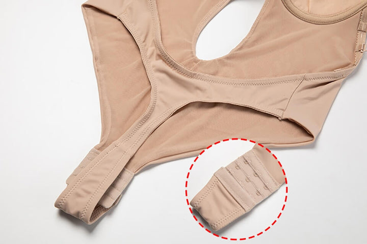 Djup V-ringad rygglös body shaper för osynlig siluett
