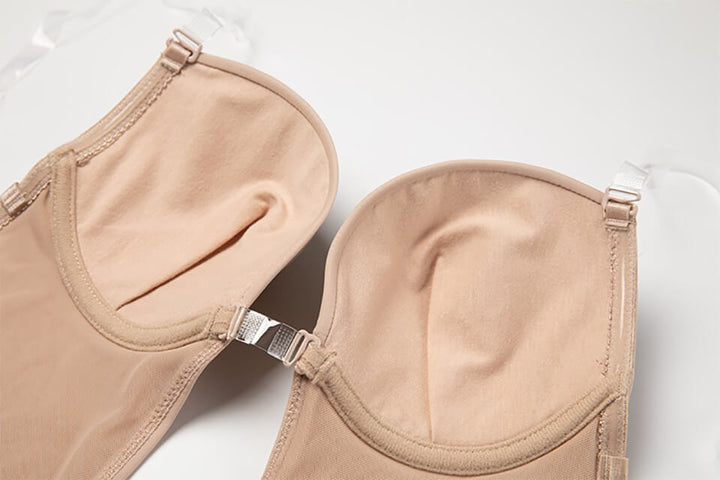 Djup V-ringad rygglös body shaper för osynlig siluett