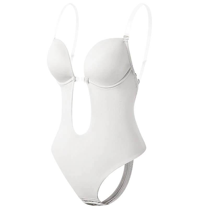 Djup V-ringad rygglös body shaper för osynlig siluett