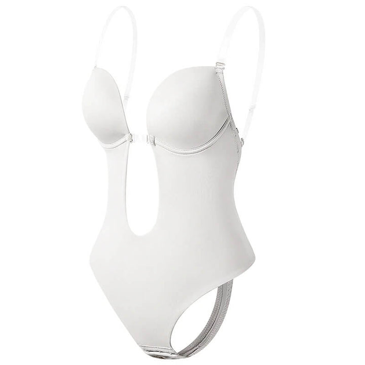 Djup V-ringad rygglös body shaper för osynlig siluett