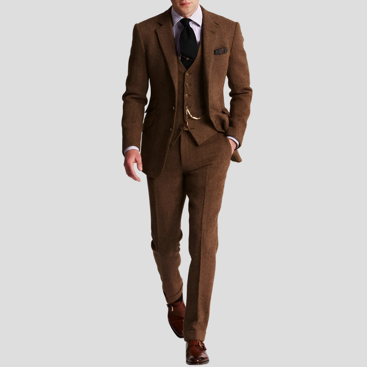 3-osainen klassinen elegantti tweed-smokkipuku miehille