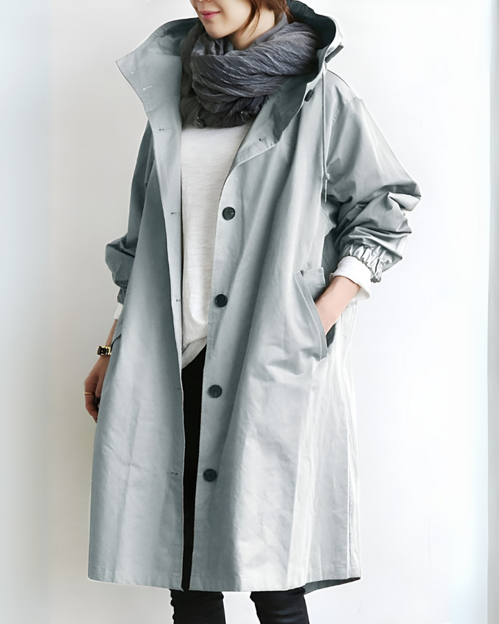 Klassisk trenchcoat med huva