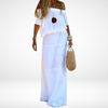Elegant hvid off-shoulder maxi strandkjole