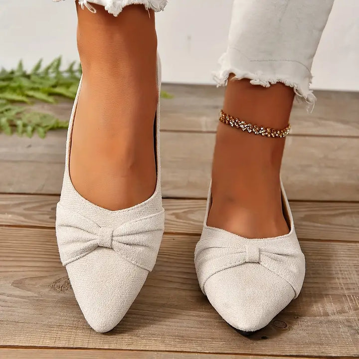 Bekväma slip-ons Eleganta ballerinaskor med rosettknut