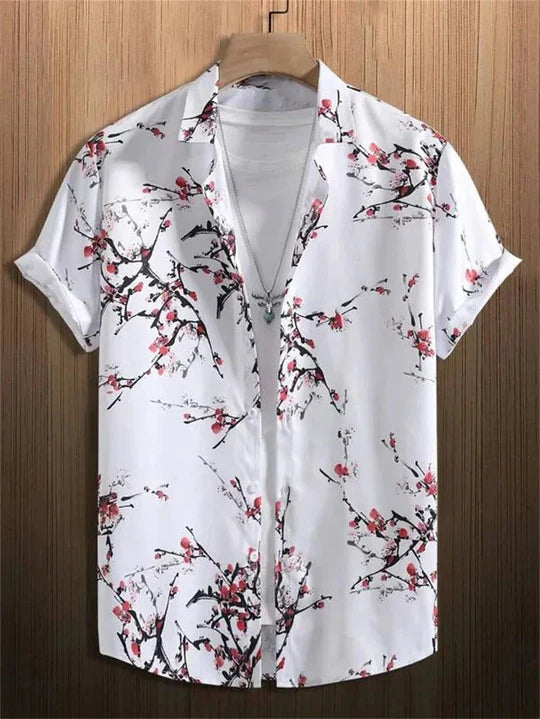 Hawaiiskjorta med 3D-blommönster