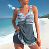 Aztec Print Ruched Tankini Swimdress