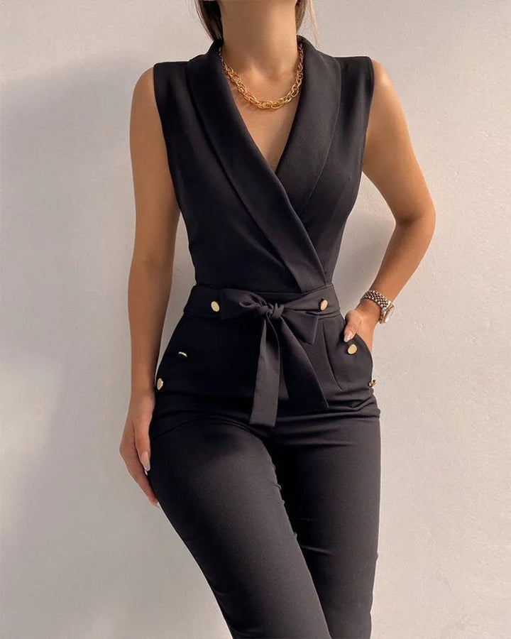 Ärmlös V-ringad jumpsuit