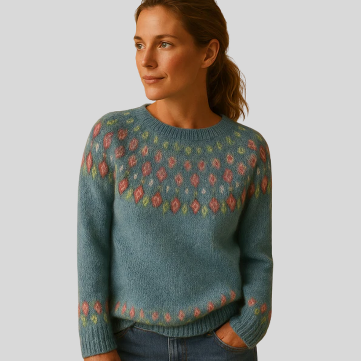 Damtröja med tryck i ull