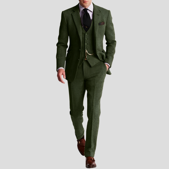 3-osainen klassinen elegantti tweed-smokkipuku miehille