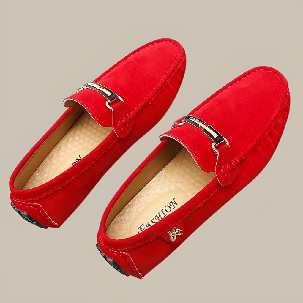 Herrmockasiner i mocka med slip-on-funktion