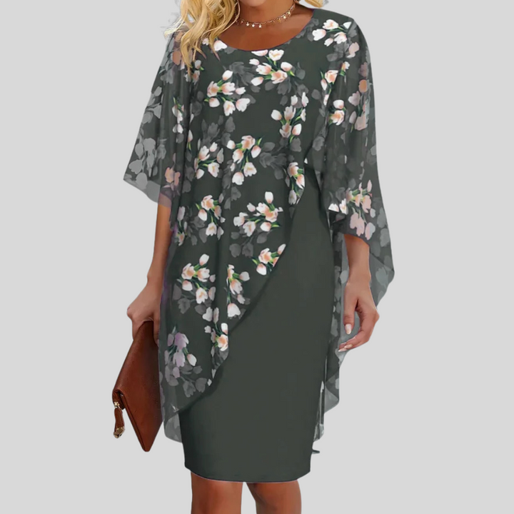 Elegant blomstrete chiffongkjole