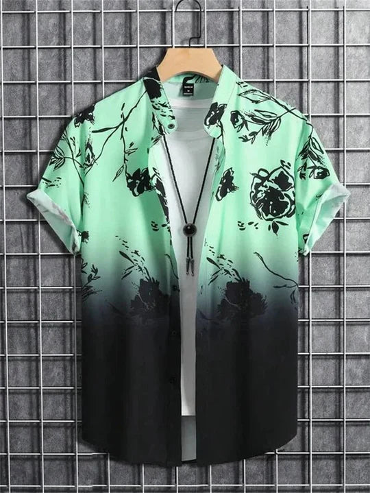 Hawaiiskjorta med 3D-blommönster