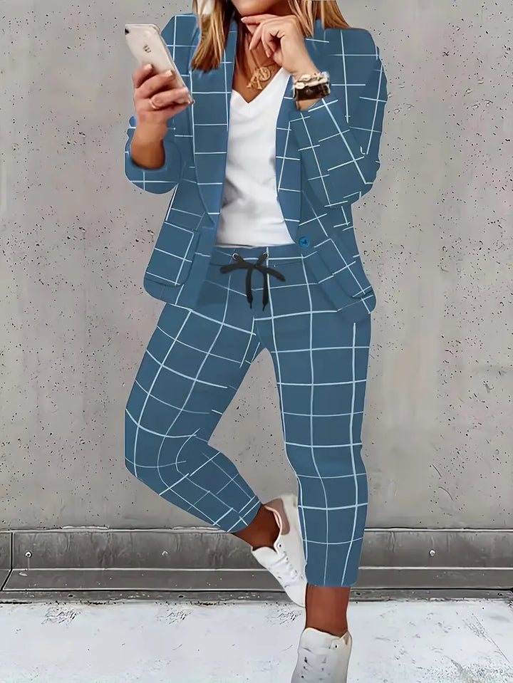 Business chic kostym långärmad kavaj & kontorsbyxor