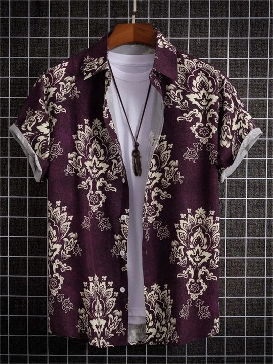 Hawaiiskjorta med 3D-blommönster