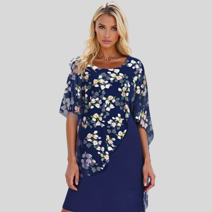 Elegant blomstrete chiffongkjole