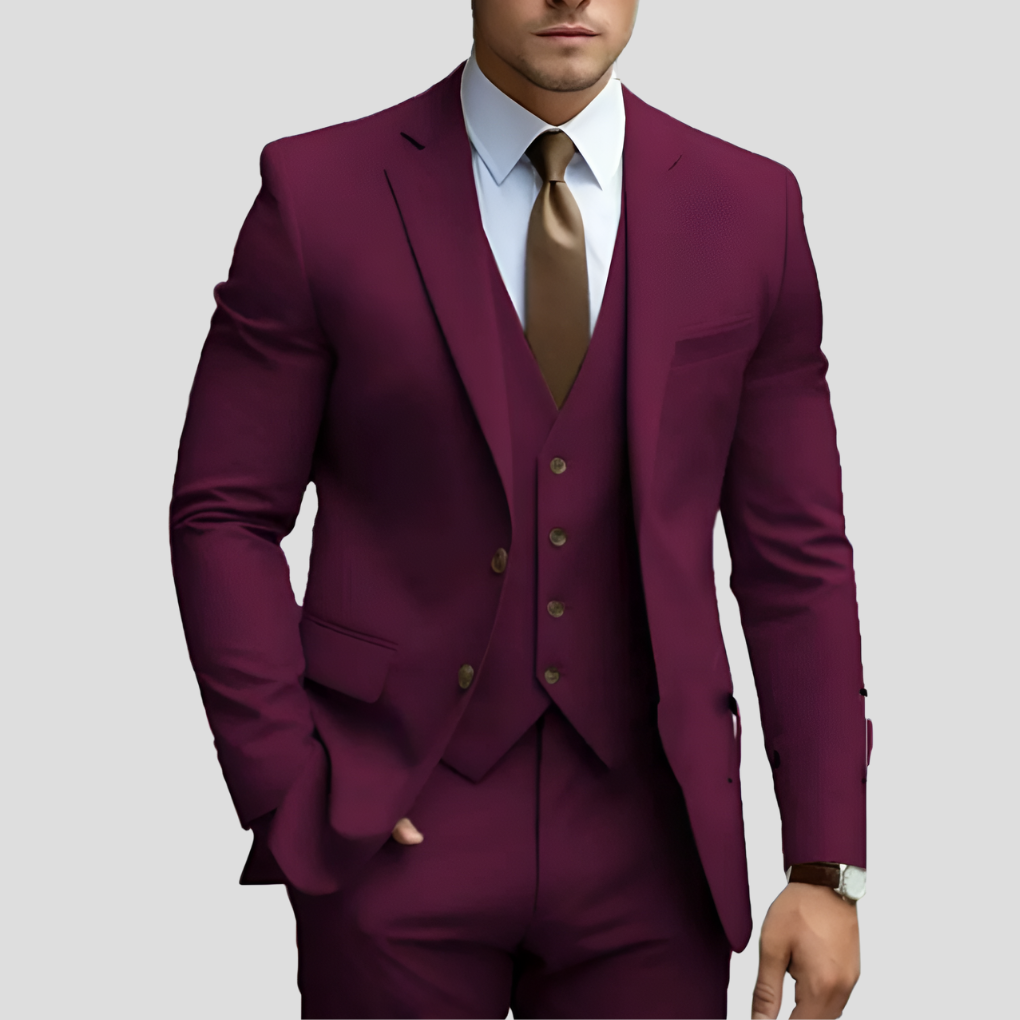 Elegant herrkostym i 3 delar, beige, slim fit (förköp)
