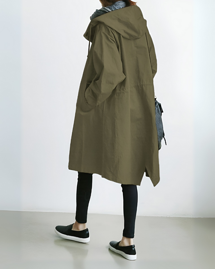 Klassisk trenchcoat med huva