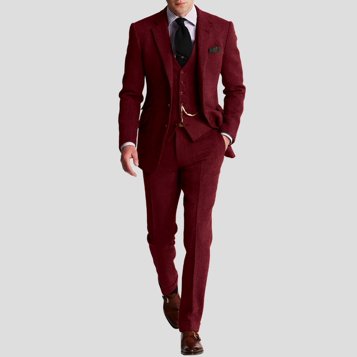 3-osainen klassinen elegantti tweed-smokkipuku miehille