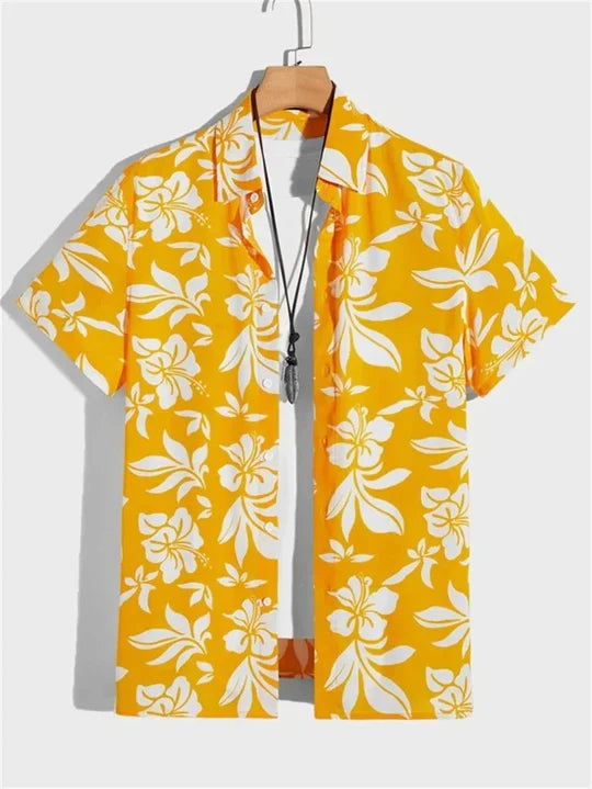 Hawaiiskjorta med 3D-blommönster