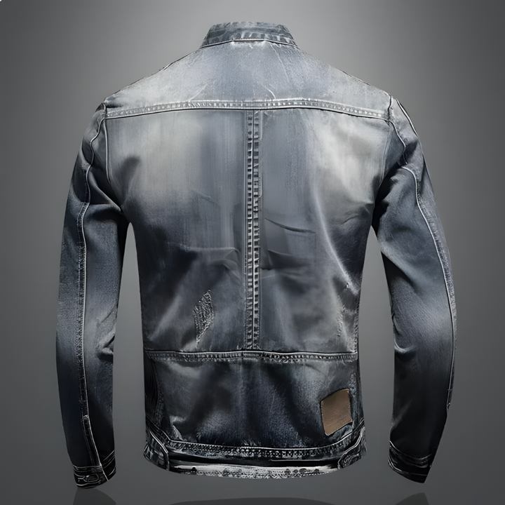 Retro jeansjack för herrar med klassisk bikerstil