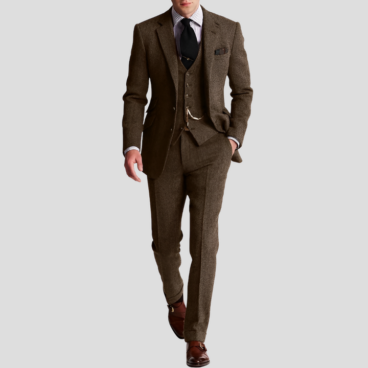3-osainen klassinen elegantti tweed-smokkipuku miehille