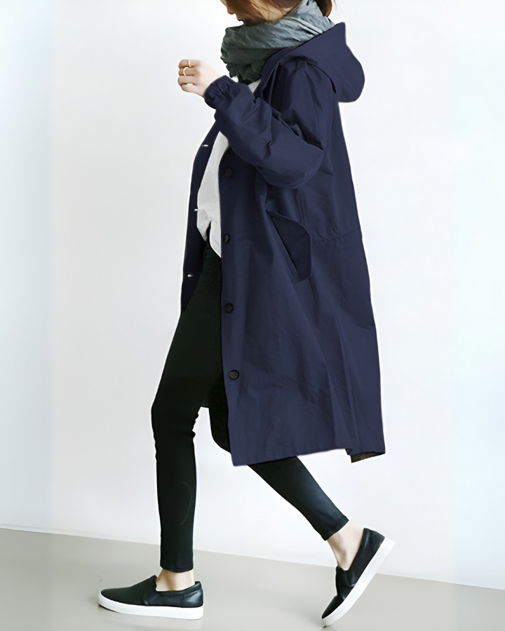 Klassisk trenchcoat med huva