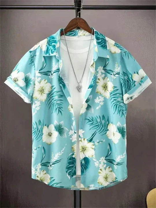 Hawaiiskjorta med 3D-blommönster
