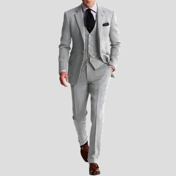 3-osainen klassinen elegantti tweed-smokkipuku miehille