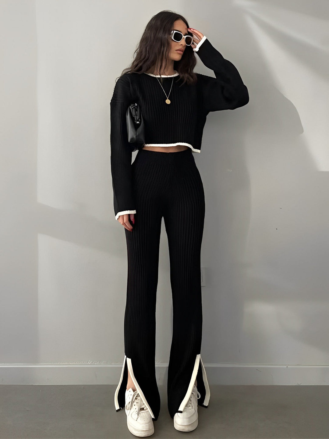 Cilla | Crop jumper set med hög midja