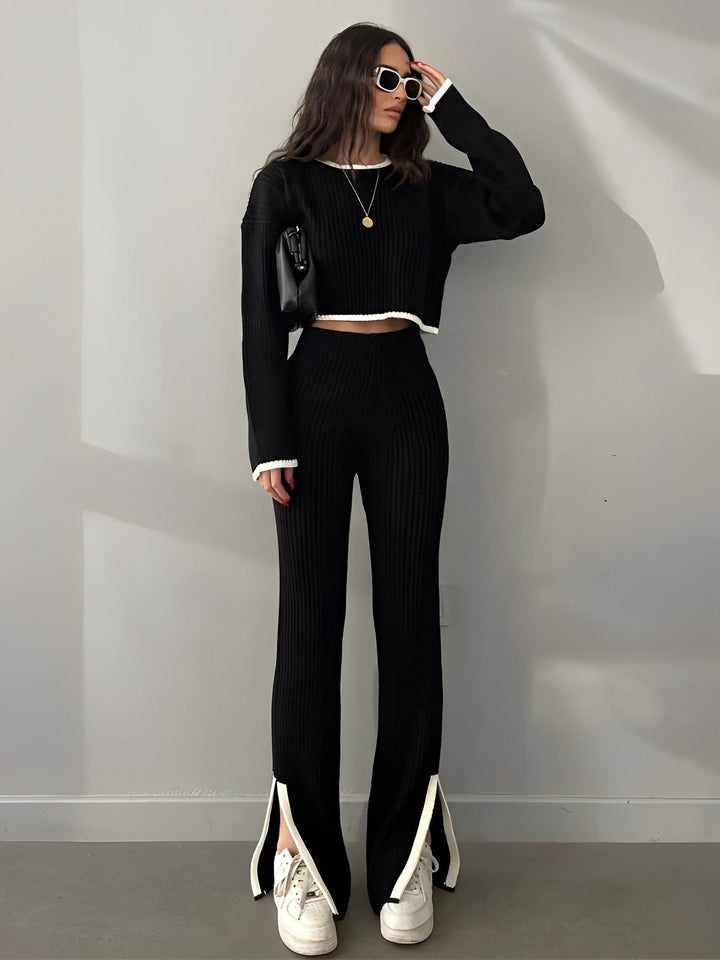 Cilla | Crop jumper set med hög midja