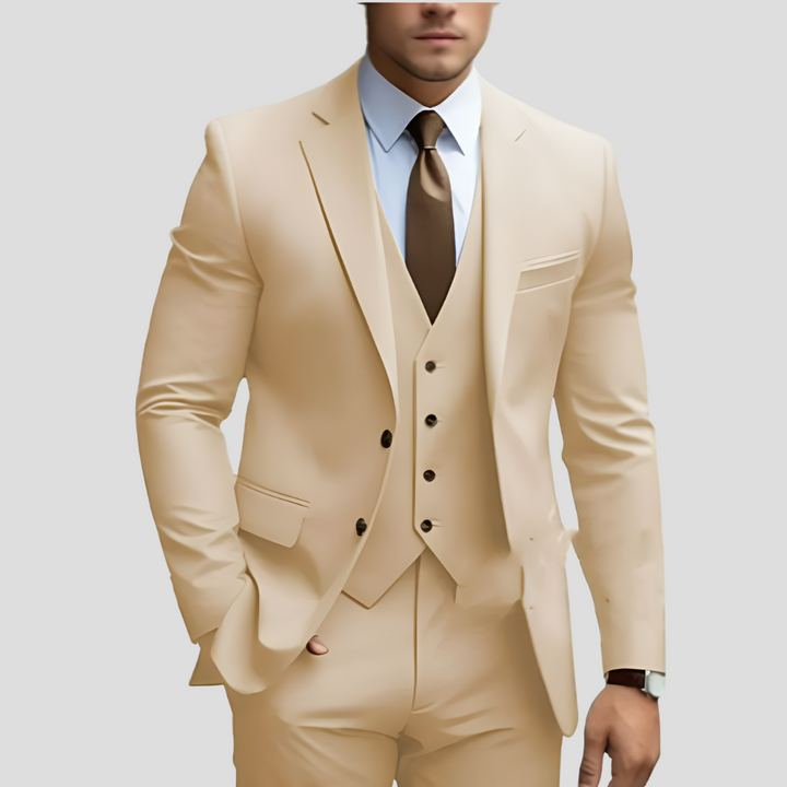 Elegant herrkostym i 3 delar, beige, slim fit (förköp)