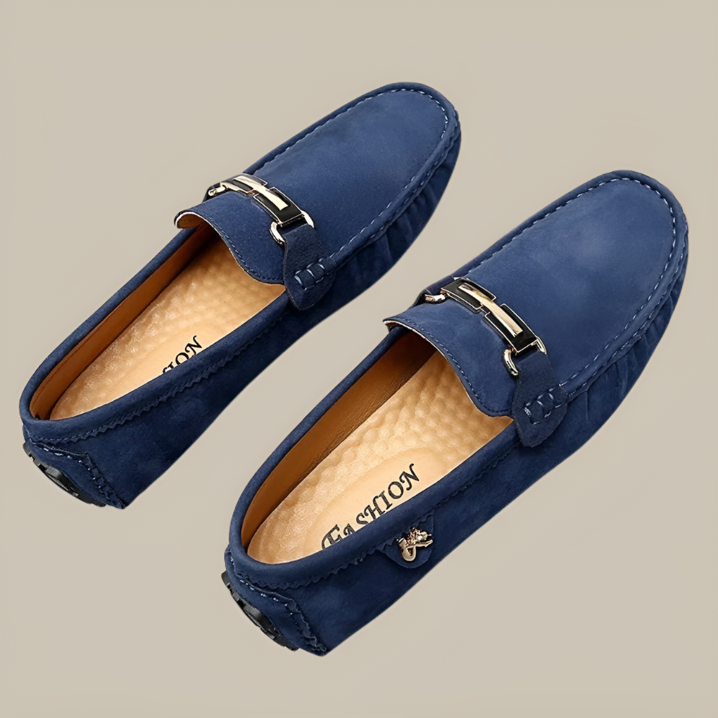 Herrmockasiner i mocka med slip-on-funktion