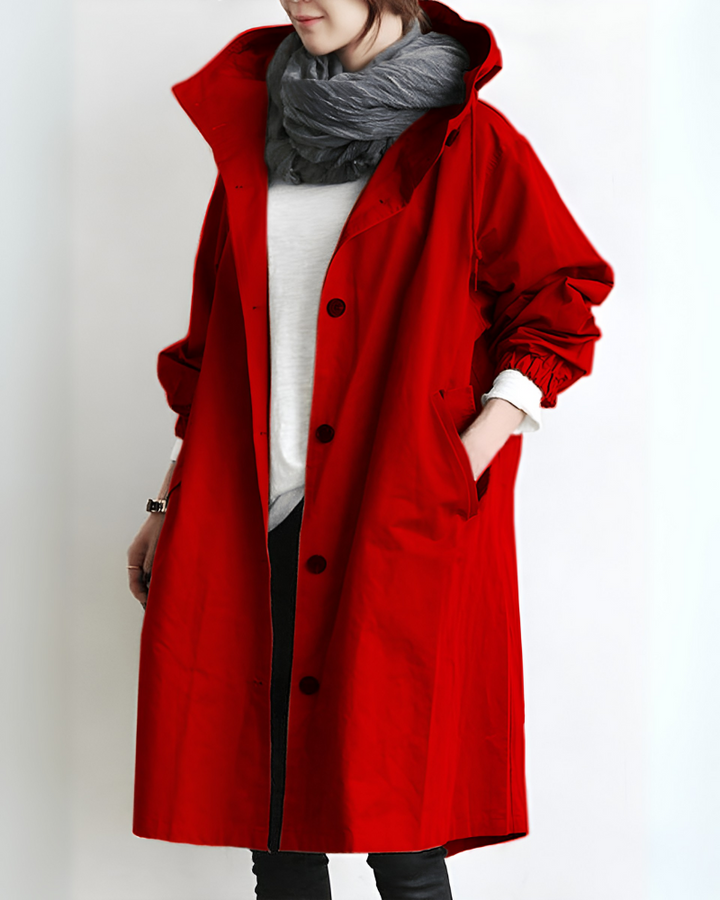 Klassisk trenchcoat med huva